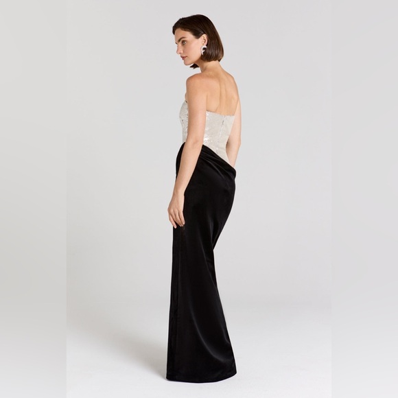NADINE MERABI Silver and Black Strapless Dress - Picture 5 of 11